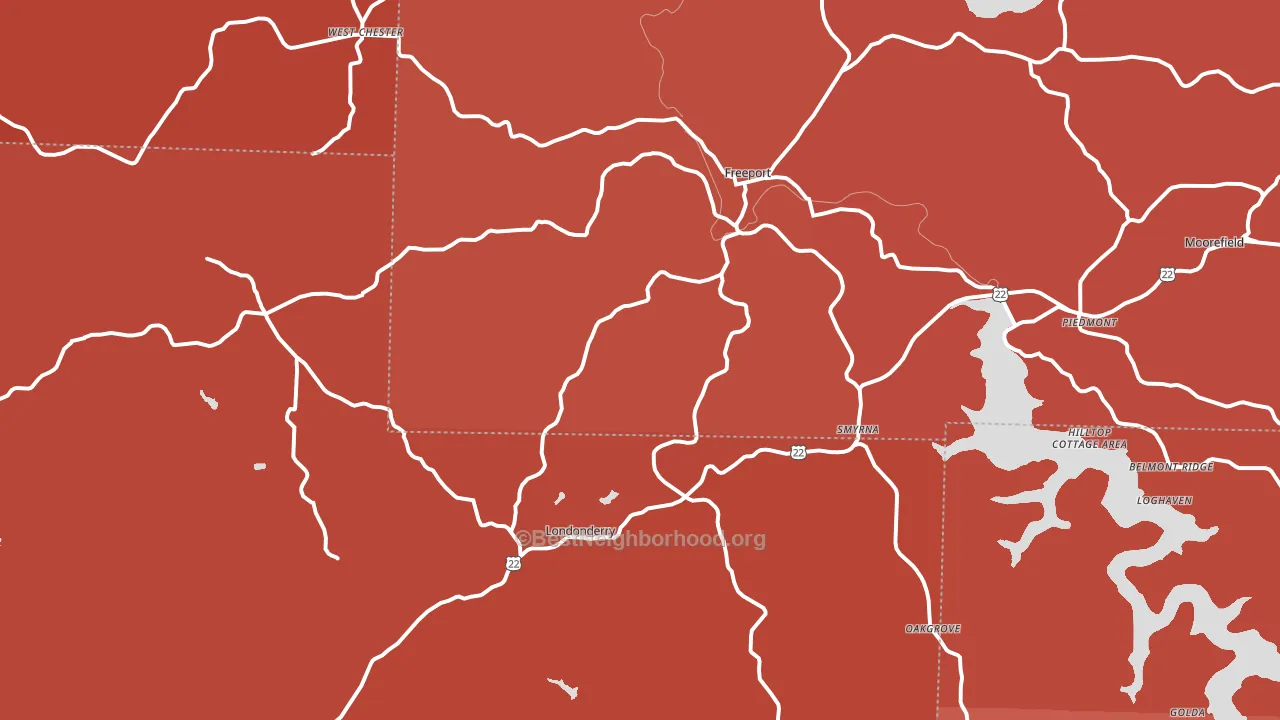 Freeport, OH block-group political-lean map