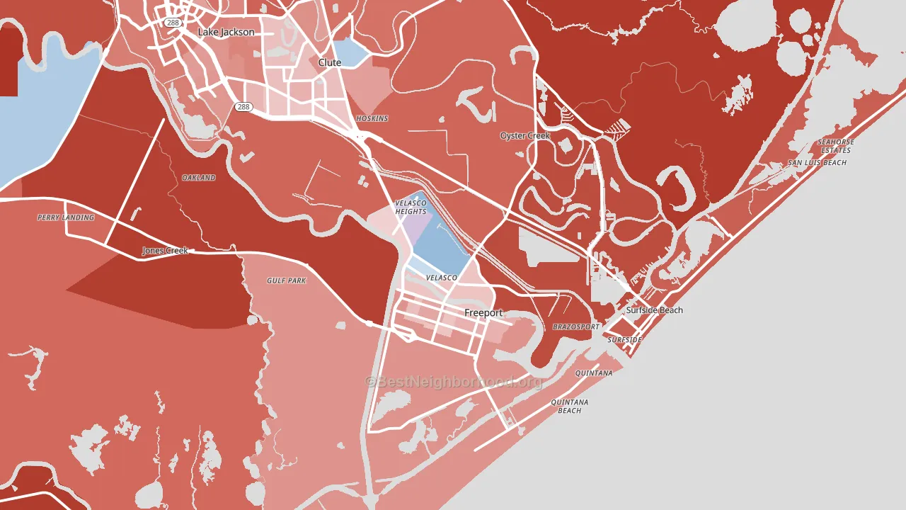 Freeport, TX block-group political-lean map