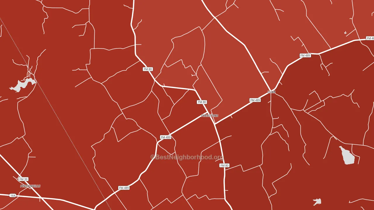 Freestone, TX block-group political-lean map