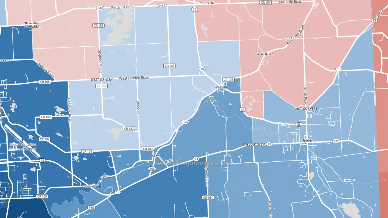 Freeville, NY block-group political-lean map