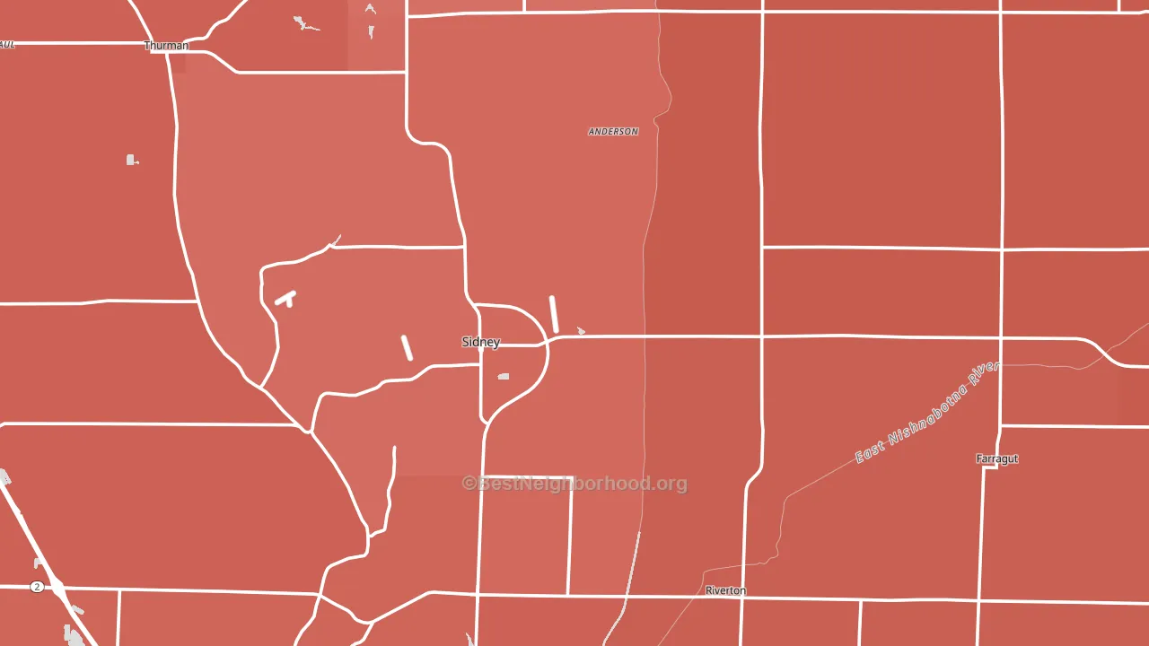 Fremont County, IA block-group political-lean map