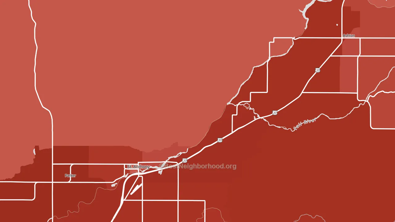 Fremont County, ID block-group political-lean map