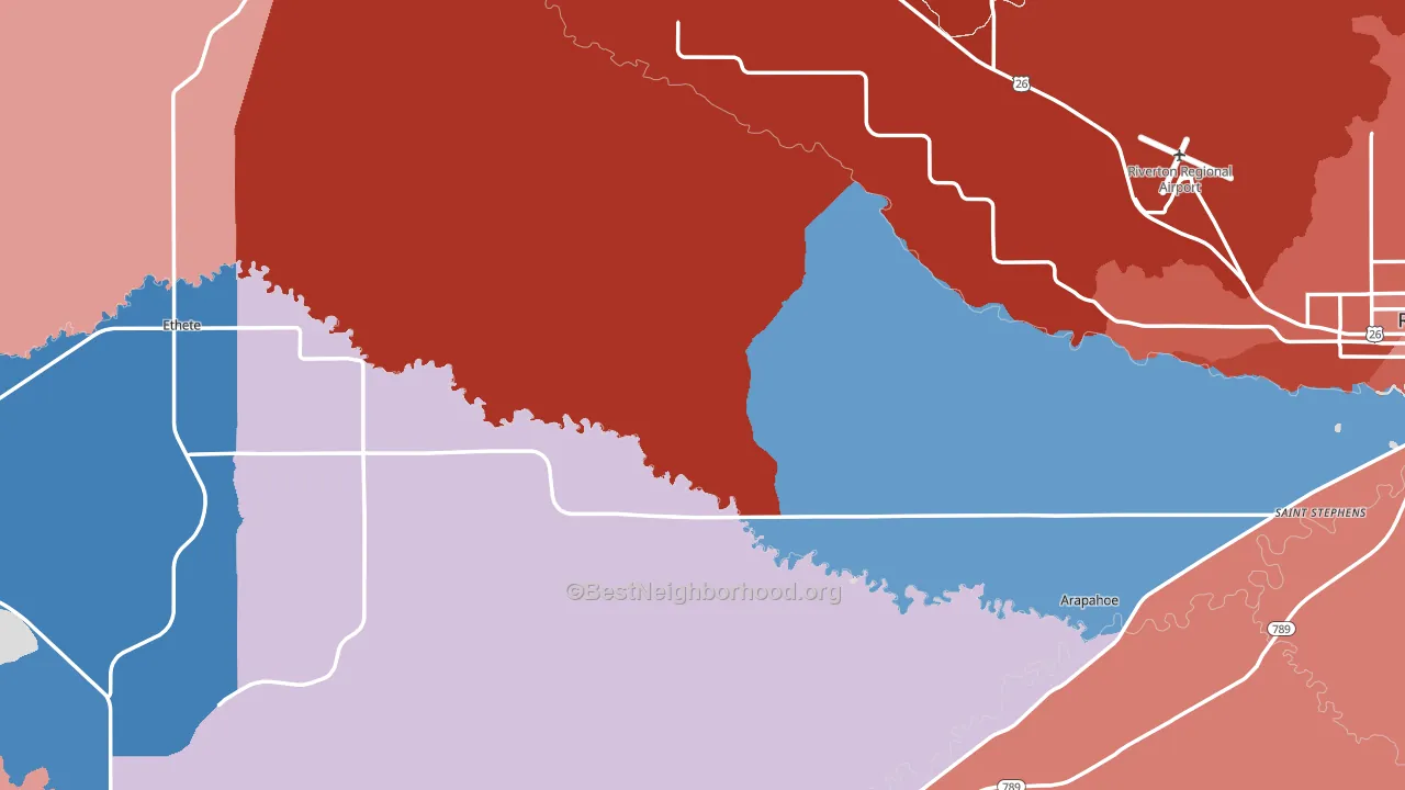 Fremont County, WY block-group political-lean map