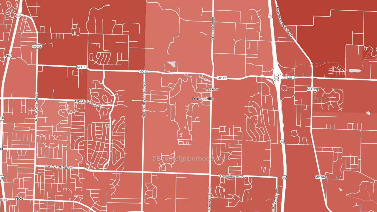Fremont Hills, MO block-group political-lean map