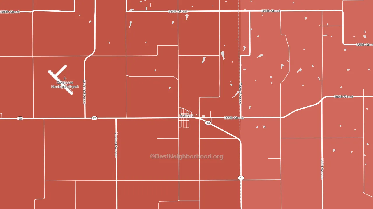 Fremont, IA block-group political-lean map