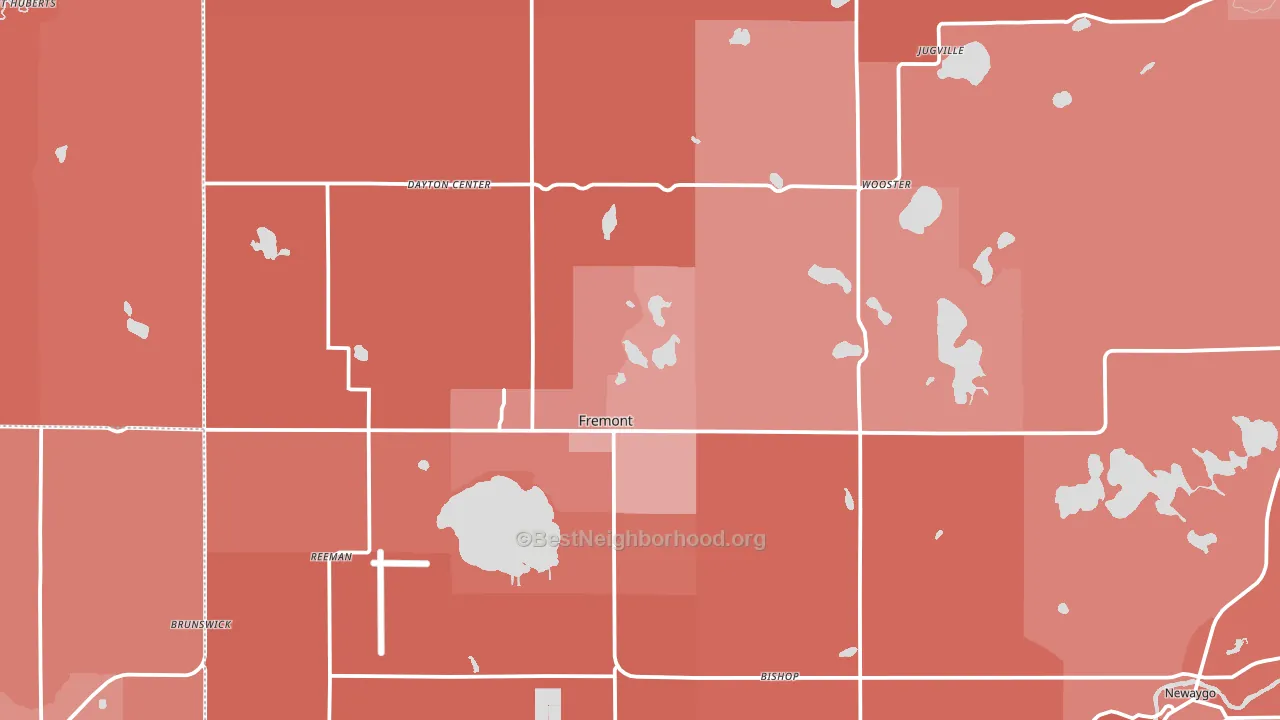 Fremont, MI block-group political-lean map