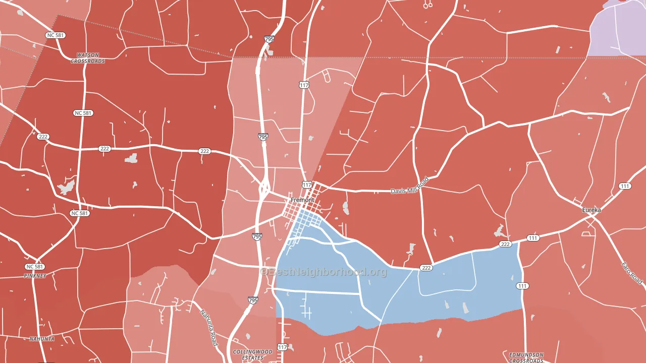 Fremont, NC block-group political-lean map