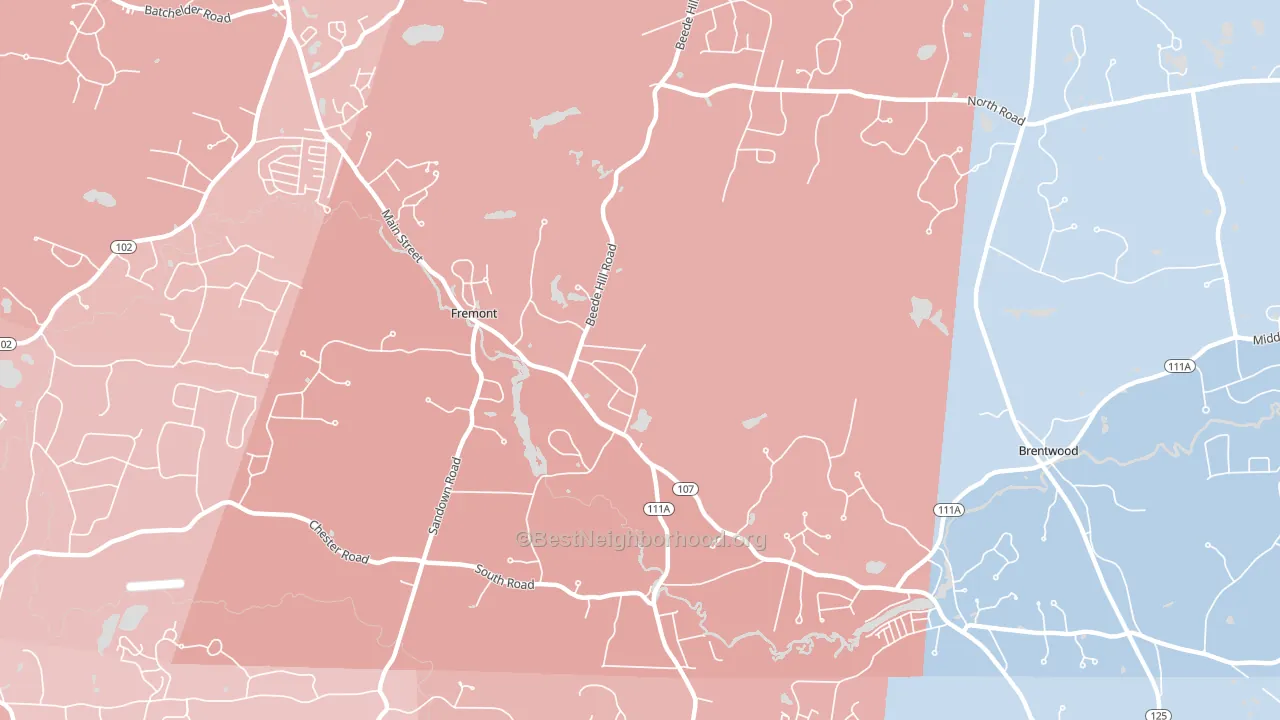 Fremont, NH block-group political-lean map
