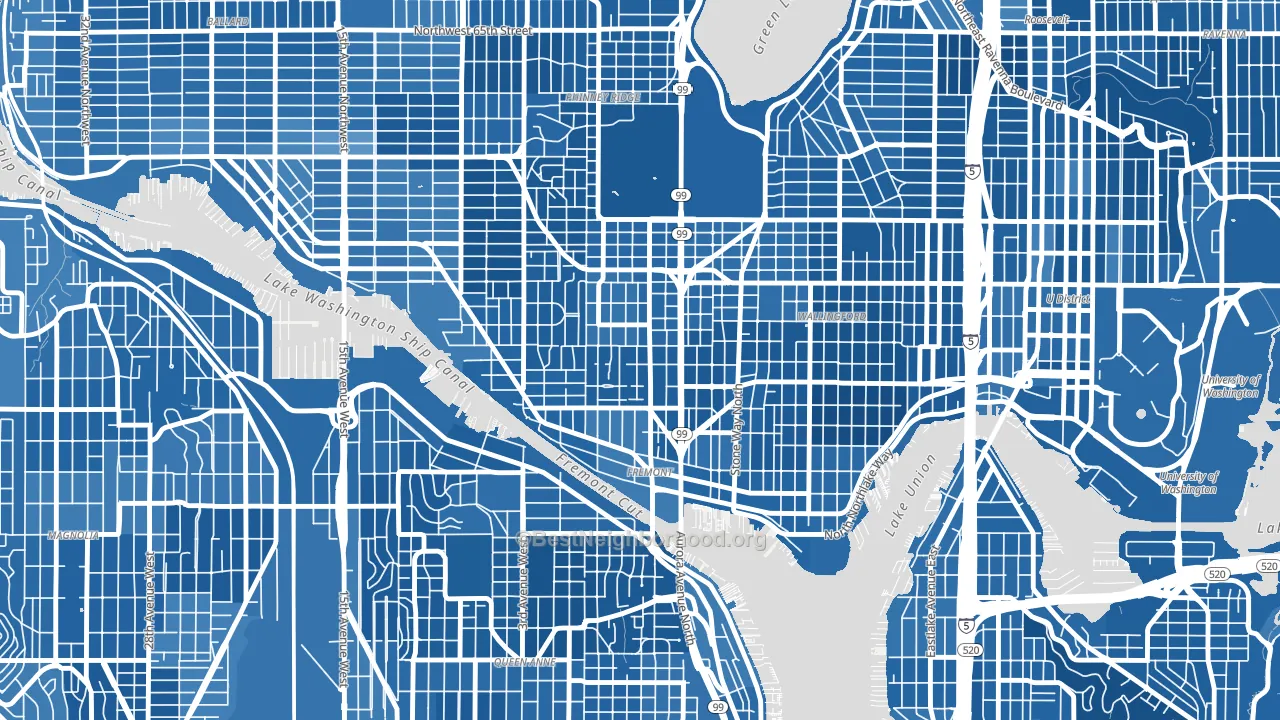 Fremont, Seattle, WA block-group political-lean map