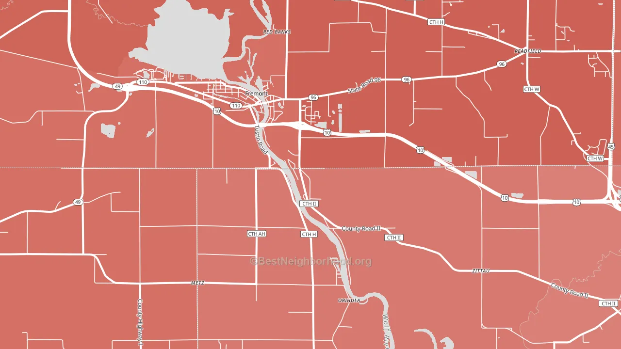 Fremont, WI block-group political-lean map