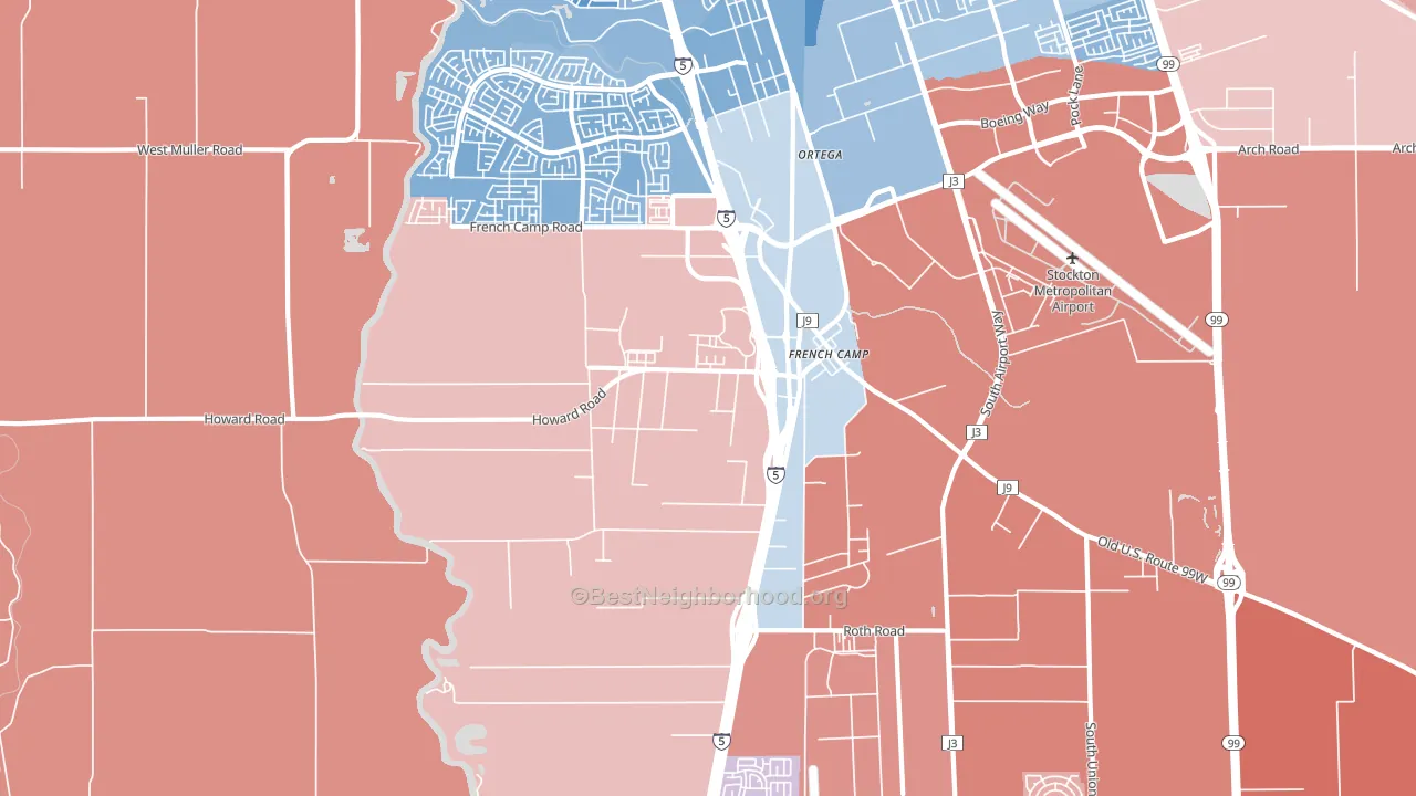 French Camp, CA block-group political-lean map