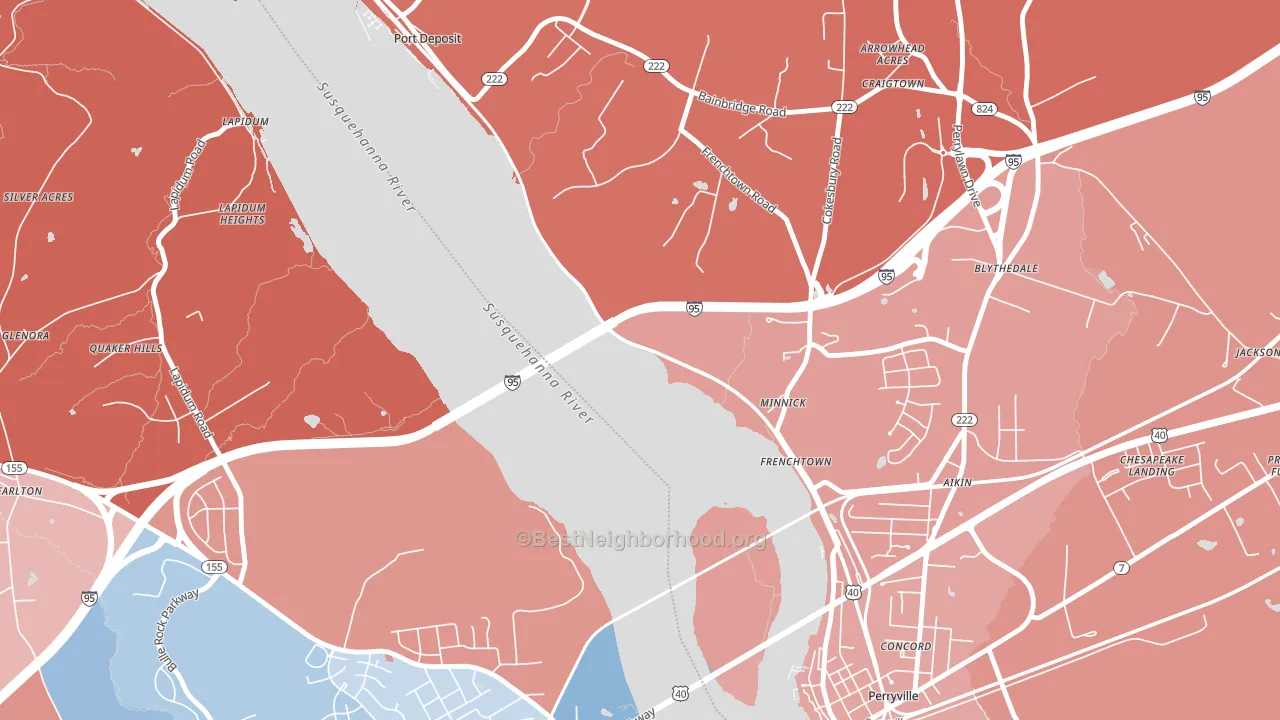Frenchtown, MD block-group political-lean map