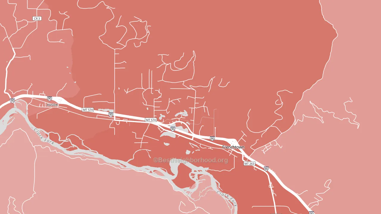 Frenchtown, MT block-group political-lean map