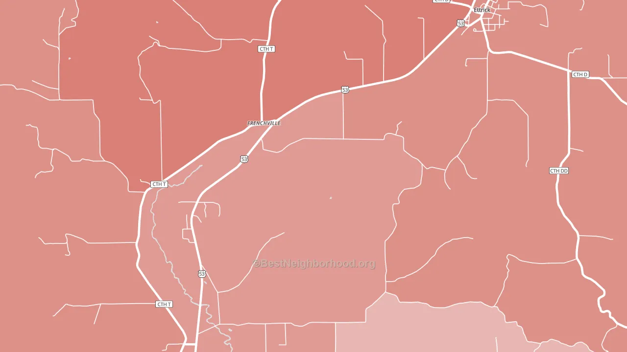 Frenchville, WI block-group political-lean map