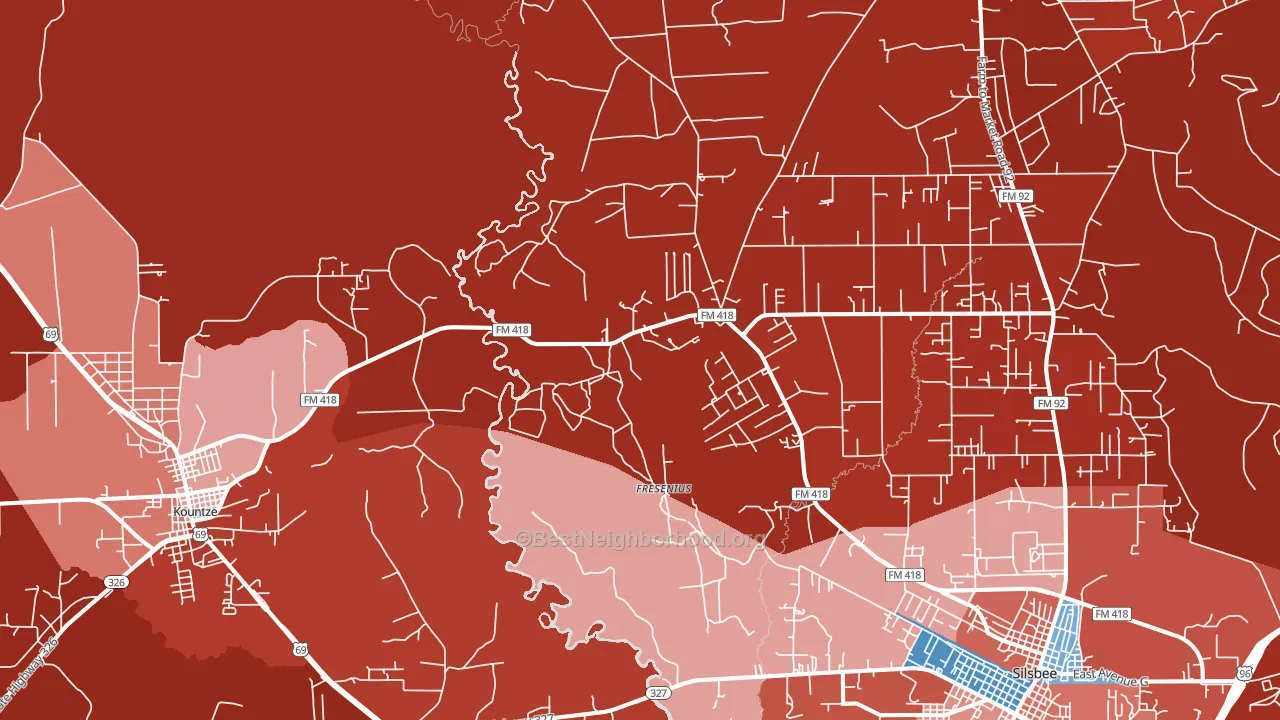 Fresenius, TX block-group political-lean map