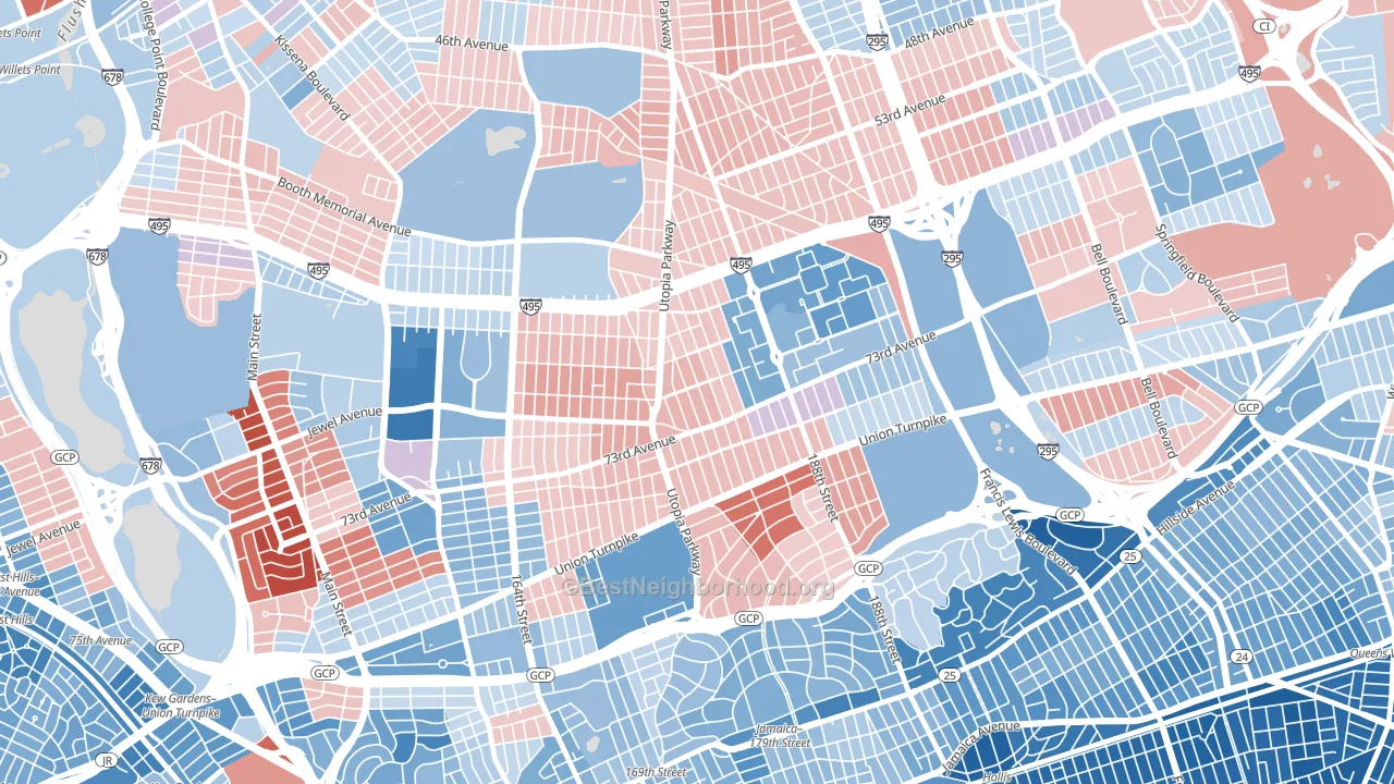 Fresh Meadows, Queens, NY block-group political-lean map