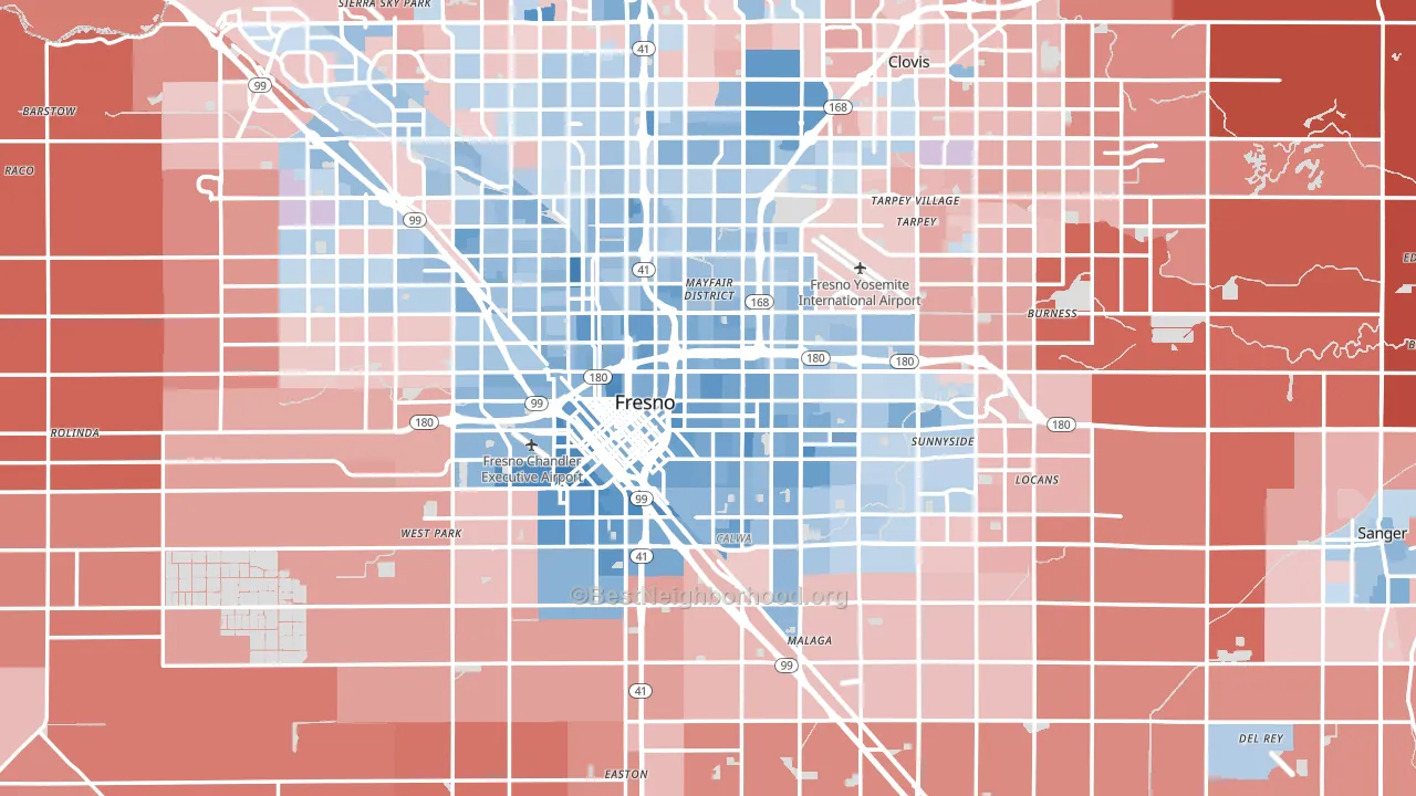 Fresno County, CA block-group political-lean map