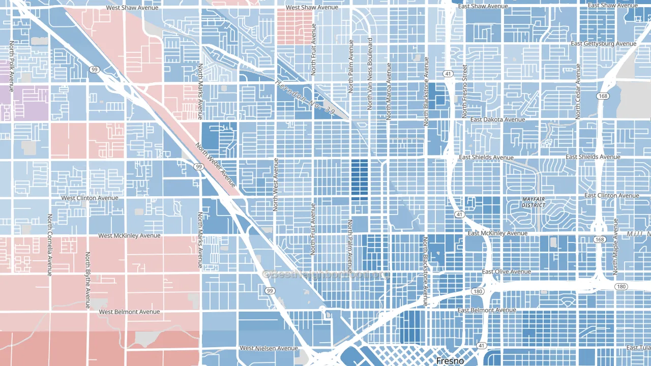 Fresno-High, Fresno, CA block-group political-lean map