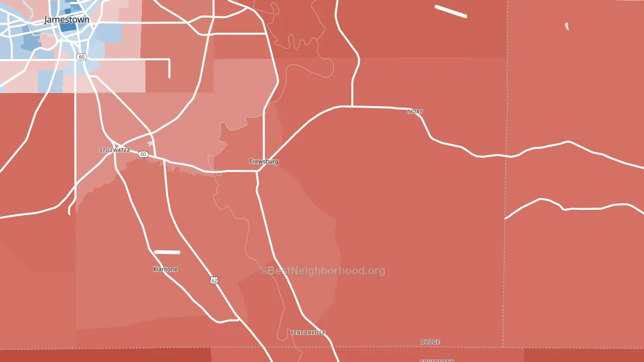 Frewsburg, NY block-group political-lean map