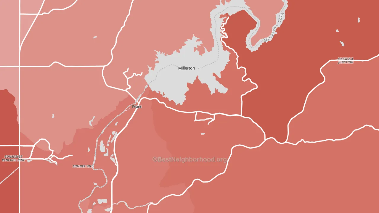 Friant, CA block-group political-lean map