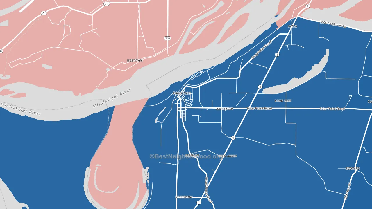 Friars Point, MS block-group political-lean map