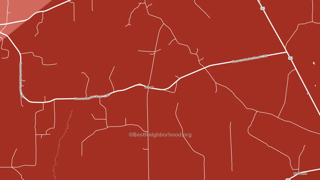 Friday, TX block-group political-lean map