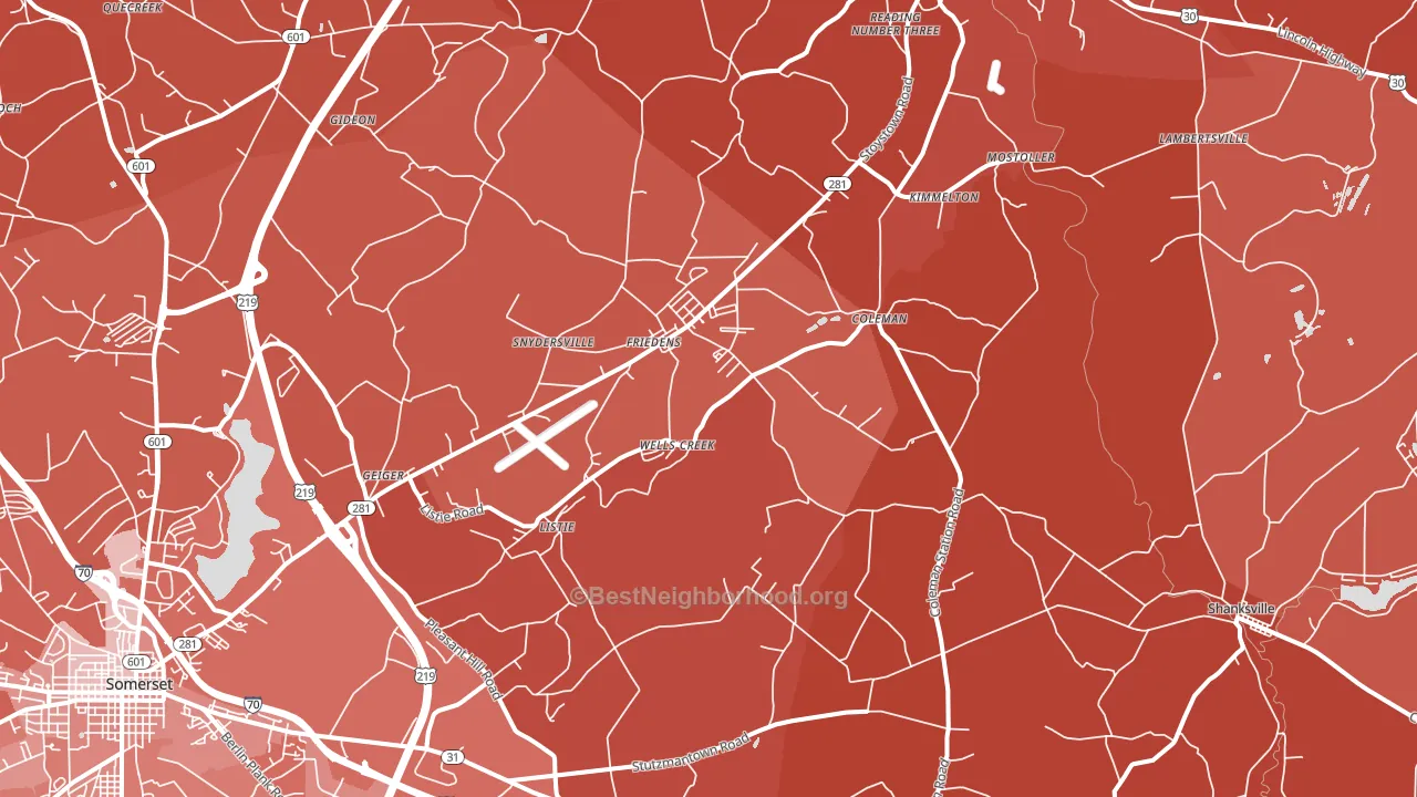 Friedens, PA block-group political-lean map