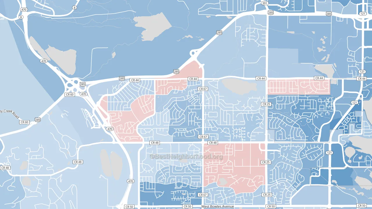 Friendly Hills, Dakota Ridge, CO block-group political-lean map
