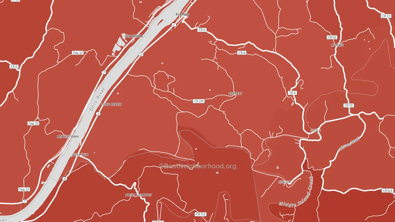 Friendly, WV block-group political-lean map