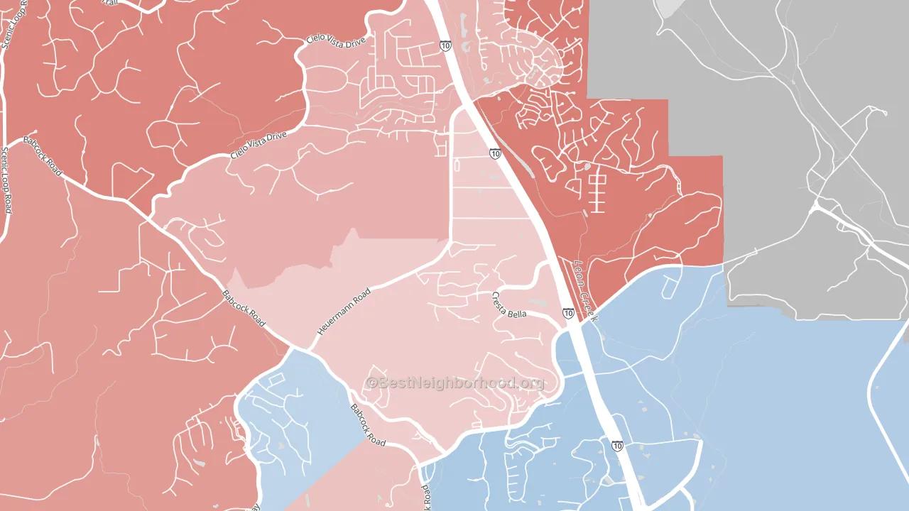 Friends of Friedrich Wilderness Park, San Antonio, TX block-group political-lean map