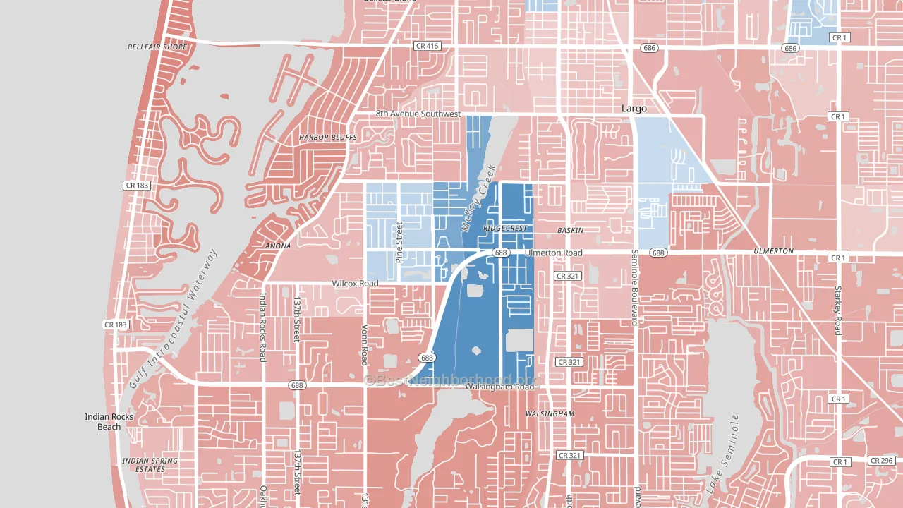 Friends of Ridgecrest, Largo, FL block-group political-lean map