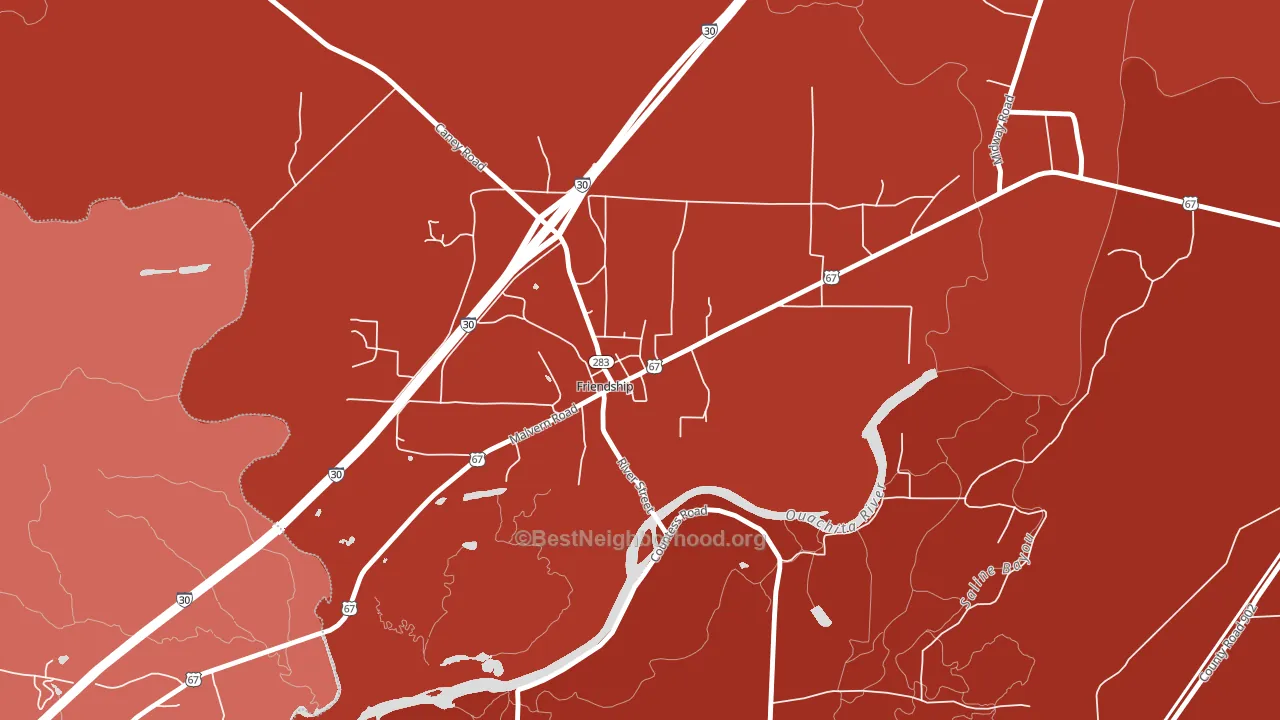 Friendship, AR block-group political-lean map