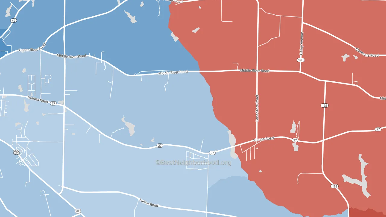 Friendship, GA block-group political-lean map
