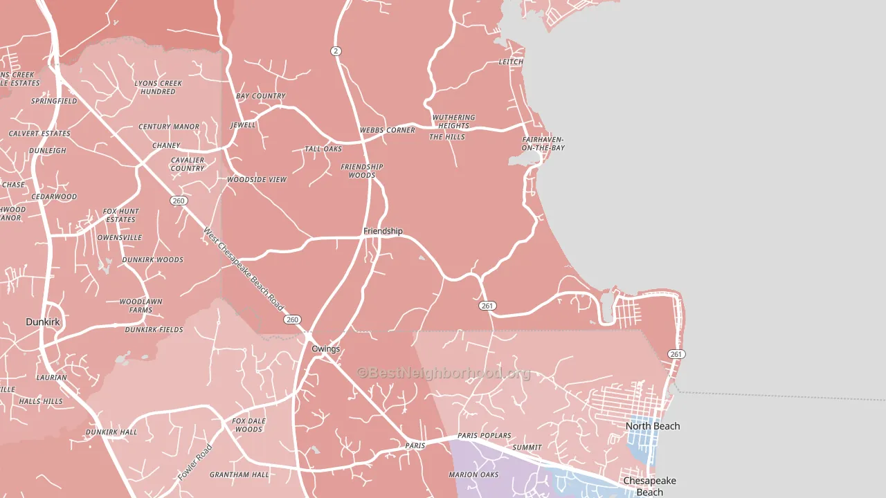 Friendship, MD block-group political-lean map