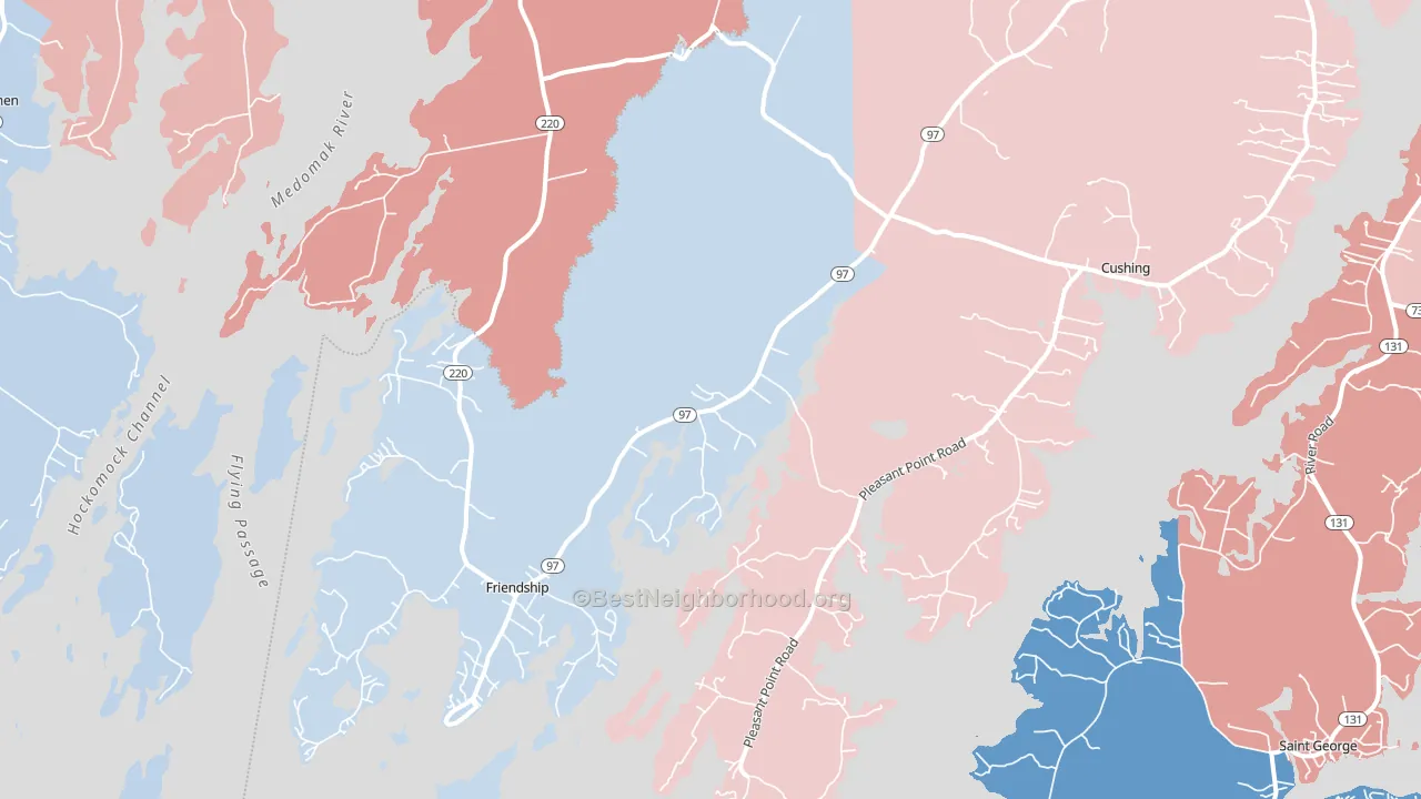 Friendship, ME block-group political-lean map