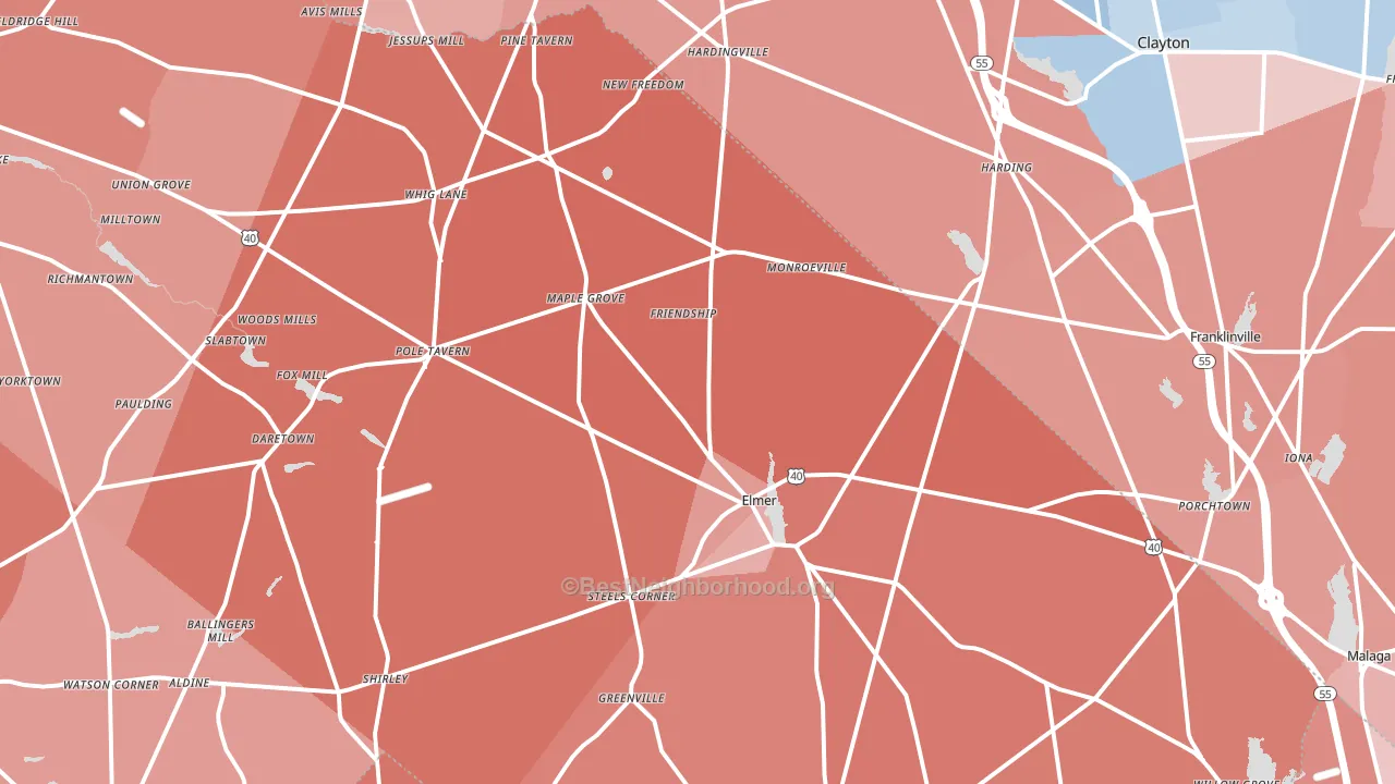 Friendship, NJ block-group political-lean map