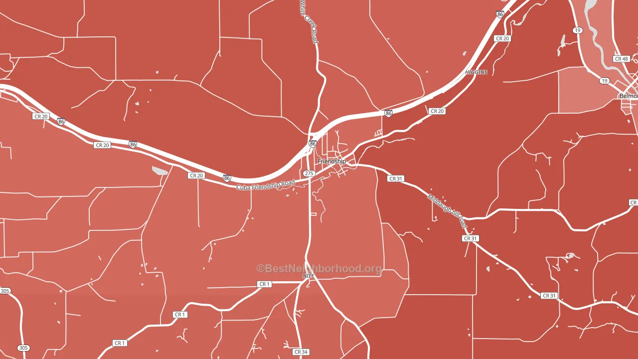 Friendship, NY block-group political-lean map