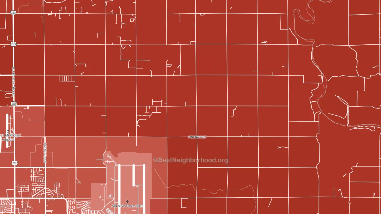 Friendship, OK block-group political-lean map