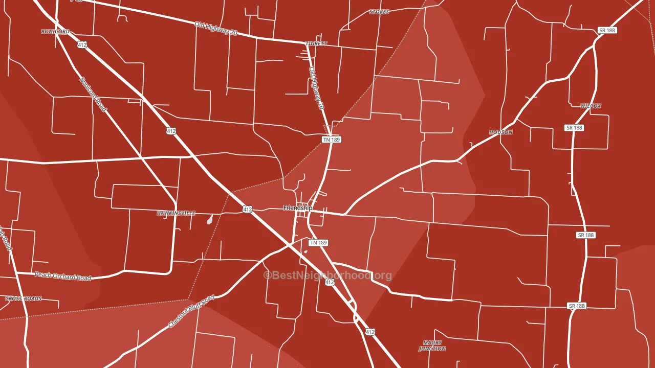 Friendship, TN block-group political-lean map