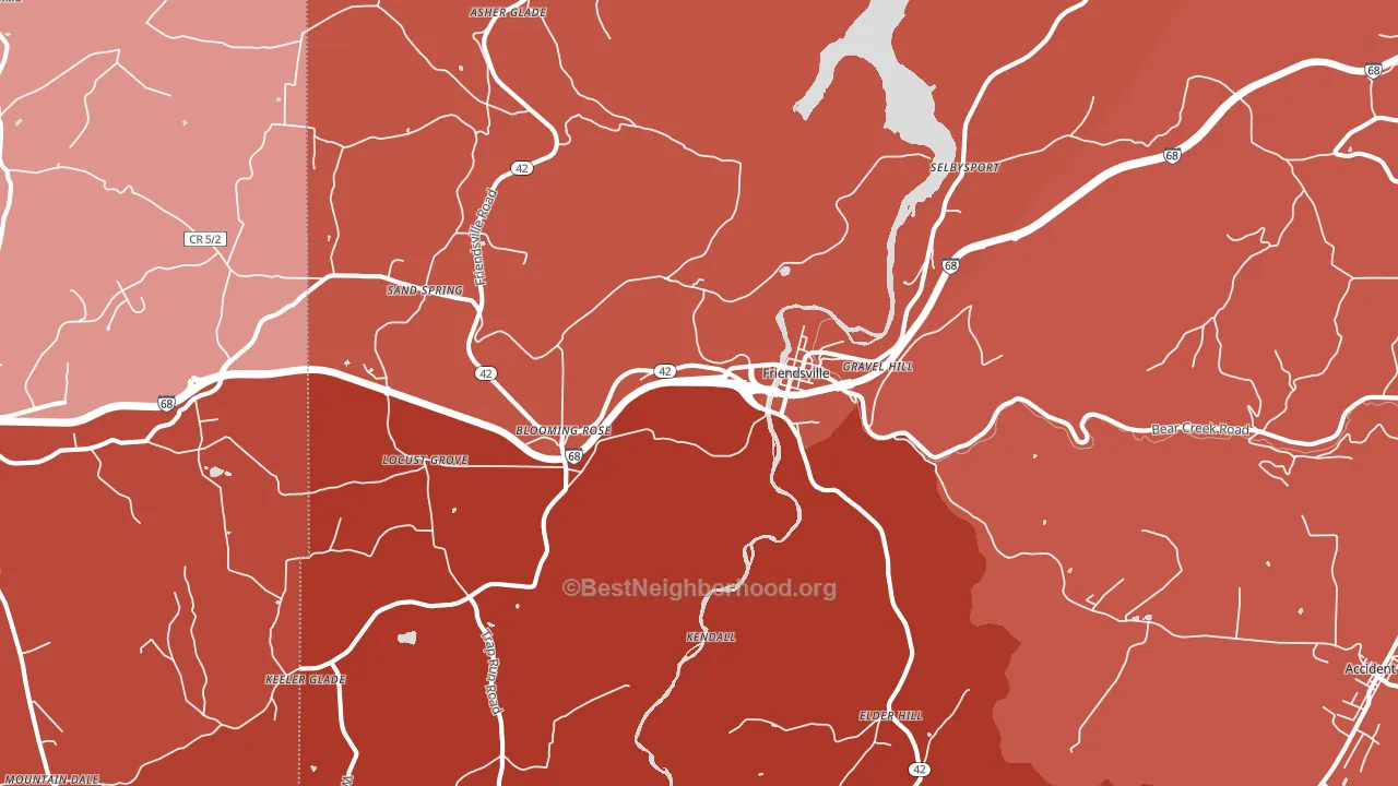Friendsville, MD block-group political-lean map
