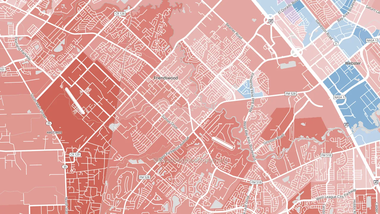 Friendswood, TX block-group political-lean map