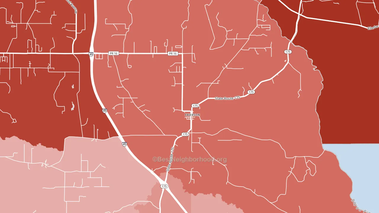 Frierson, LA block-group political-lean map