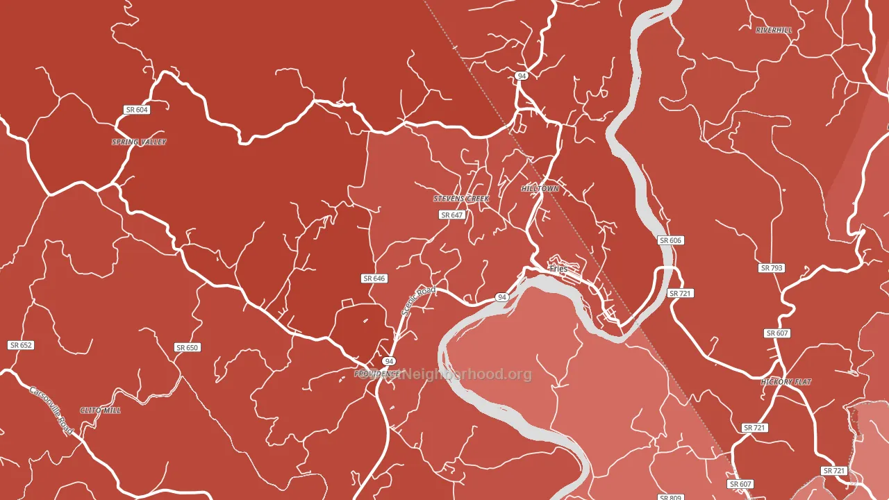 Fries, VA block-group political-lean map