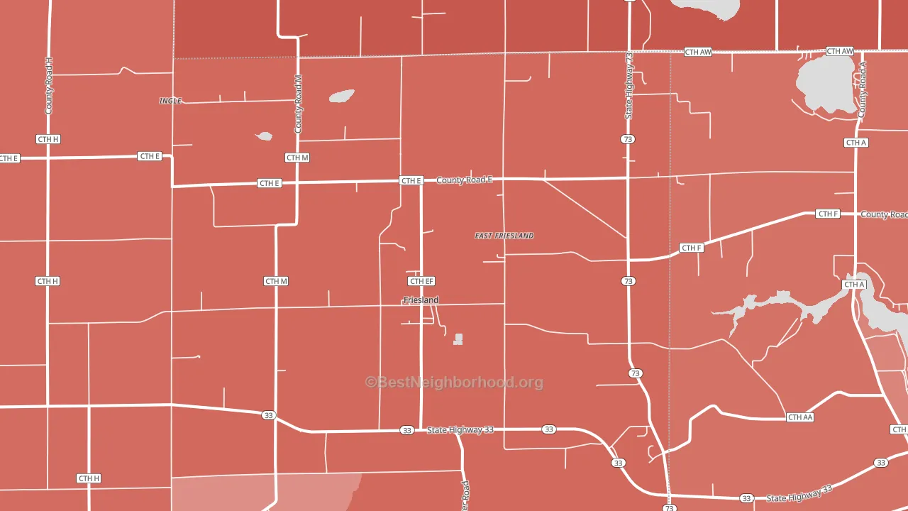 Friesland, WI block-group political-lean map