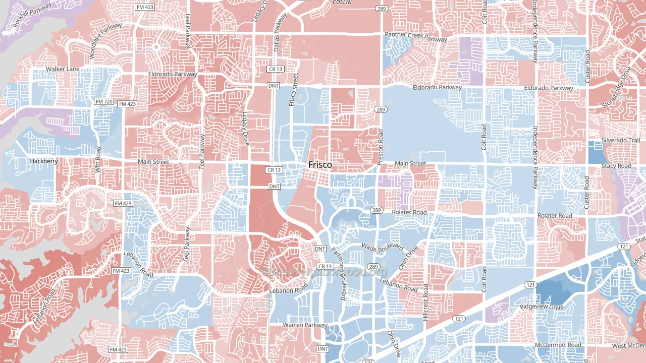 Frisco, TX block-group political-lean map