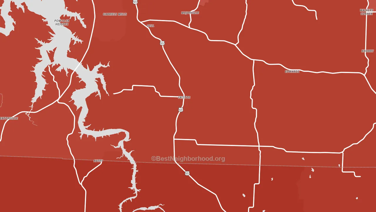 Fristoe, MO block-group political-lean map