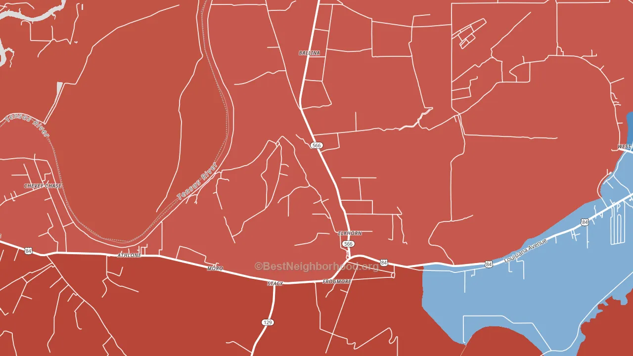 Frogmore, LA block-group political-lean map