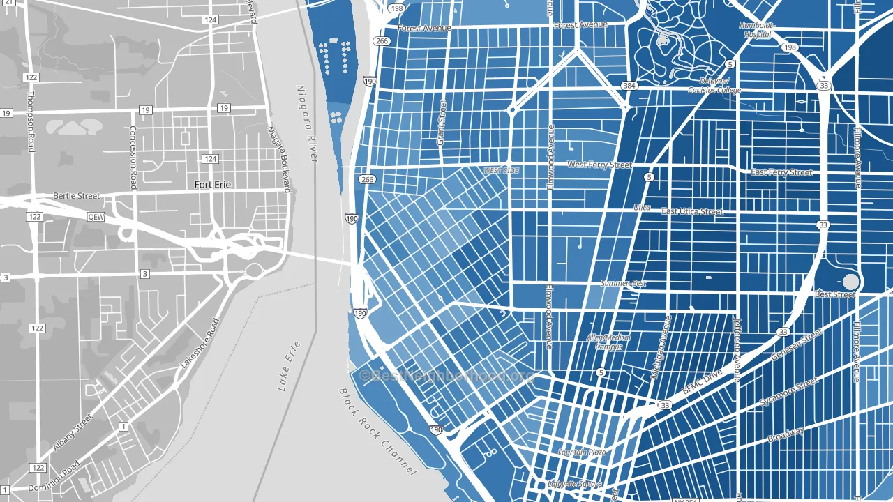 Front Park, Buffalo, NY block-group political-lean map