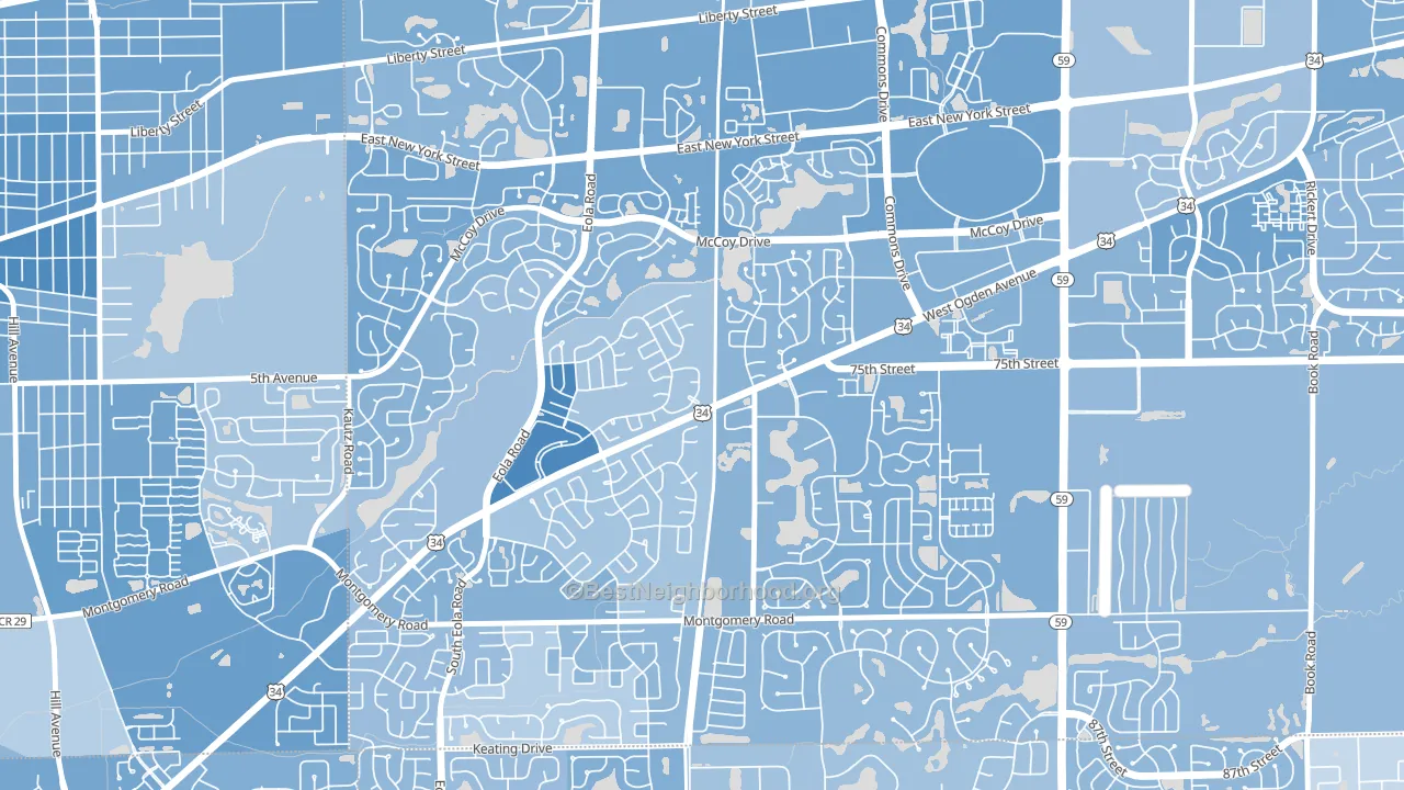 Frontenac, Aurora, IL block-group political-lean map