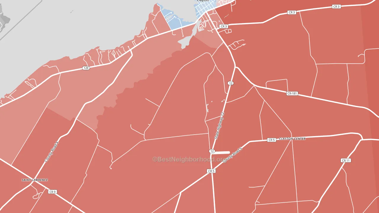 Frontenac, NY block-group political-lean map